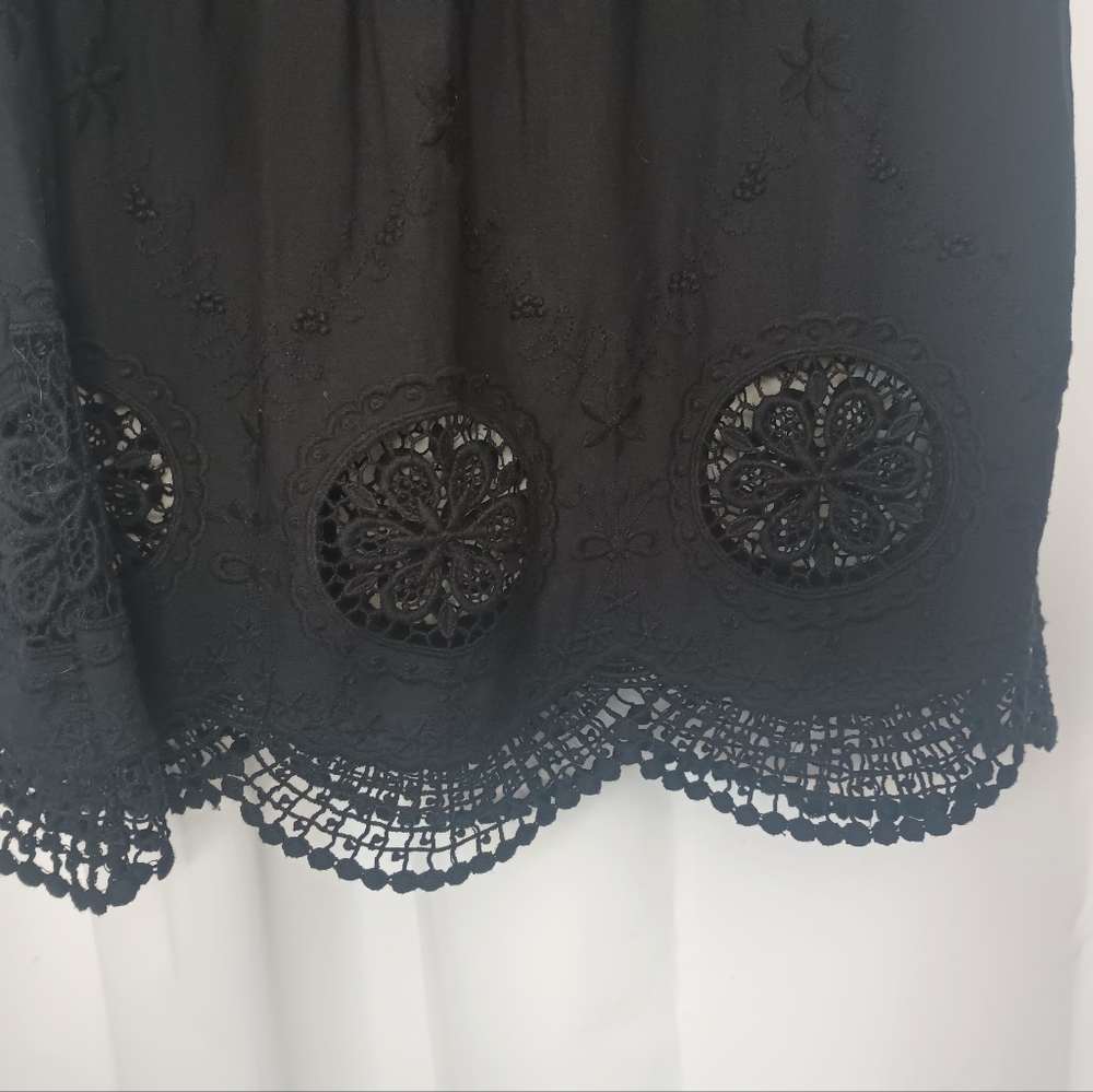 Unbranded Womens Dark Cottagecore Tank Top Small Black Eyelet Embroidered - Picture 3 of 9